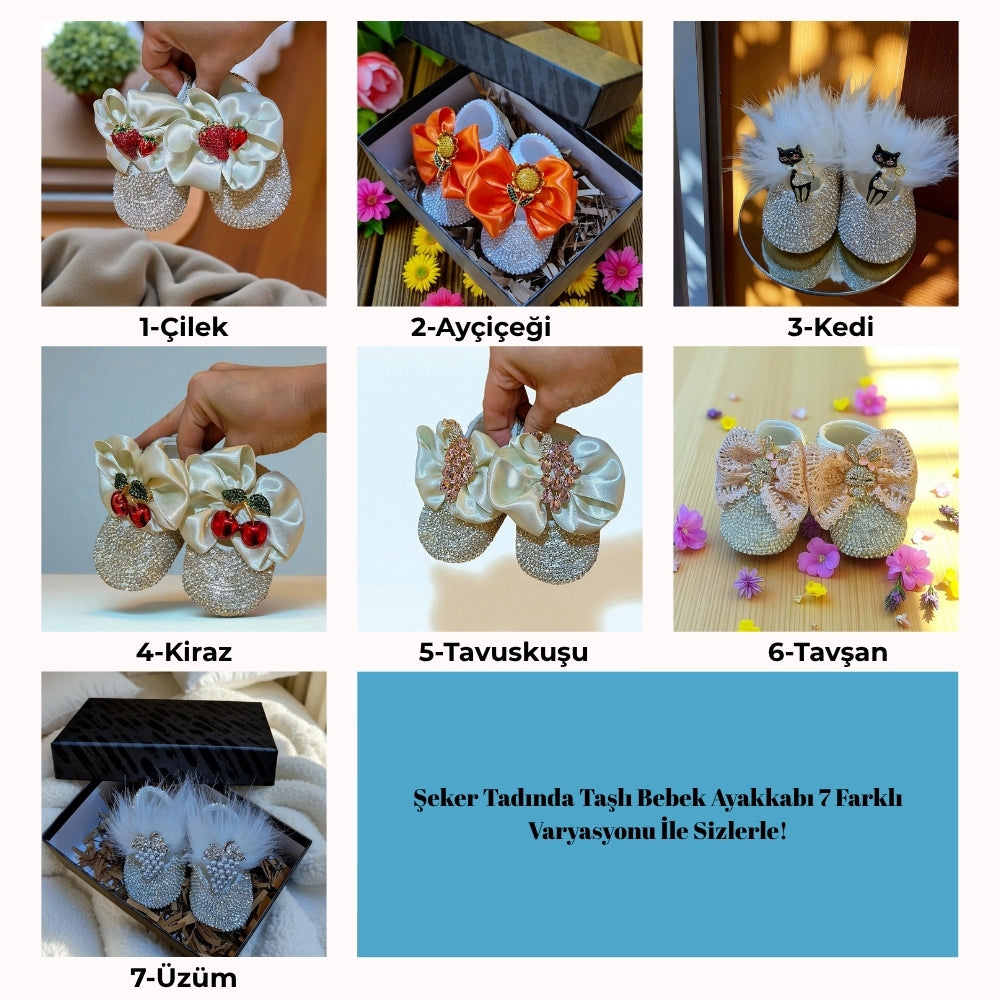 Şeker Tadında - Taşlı Bebek Ayakkabı
