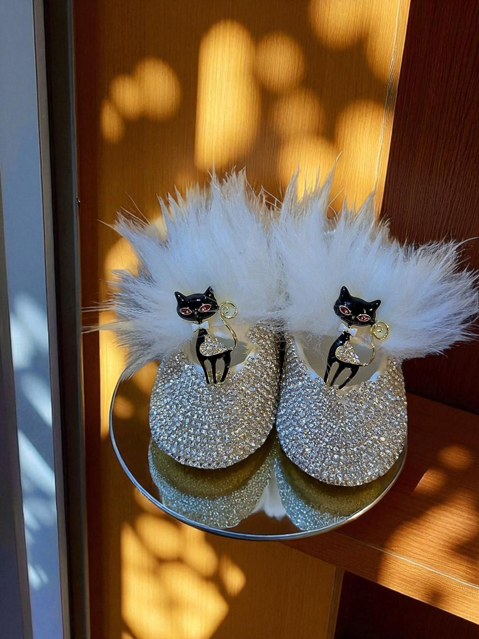 Kedi Figürlü Taşlı Bebek Hediyelik Ayakkabı
